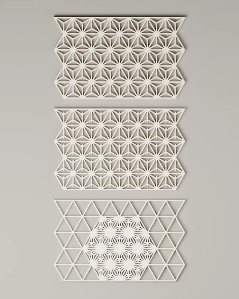 Kumiko patterns drawn as clean print-ready vectors